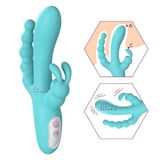 Joker S-hande Vibrador Triplo Rabbit Clitóris Ponto G Estimulo Anal 9 Intensidades 21cm X 11cm Recarregável Em Silicone