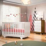 Quarto de Bebê com Berço Mini Cama Life e Cômoda Soft Life Tigus Baby Branco/Madeirado Ypê