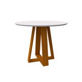 Mesa De Jantar Redonda Com Tampo De Vidro Vitoria Off White E Ype 100 Cm