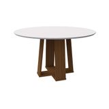 Mesa De Jantar Redonda Com Tampo De Vidro Isabela Off White E Imbuia 135 Cm