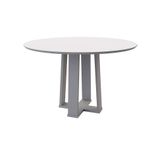 Mesa De Jantar Redonda Com Tampo De Vidro Isabela Off White 120 Cm