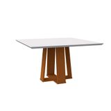 Mesa De Jantar Quadrada Com Tampo De Vidro Valencia Off White E Ype 135 Cm