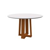 Mesa De Jantar Redonda Com Tampo De Vidro Isabela Off White E Ype 120 Cm