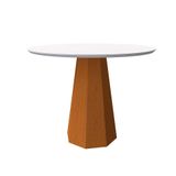 Mesa De Jantar Redonda Com Tampo De Vidro Isis Off White E Ype 100 Cm