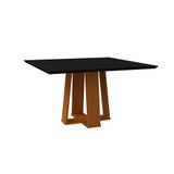 Mesa De Jantar Quadrada Com Tampo De Vidro Valencia Preta E Ype 135 Cm