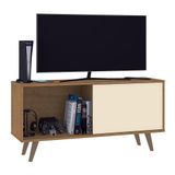 Rack Tv Até 55&quot; Com 1 Porta E Pés Retrô Multimóveis Cr45218 Canelato Rústico 3d/natura Off White