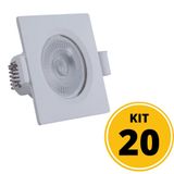 Kit 20 Spots de Embutir LED Quadrado PP 7W 6500K  - Startec