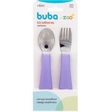 Kit Talher Colher E Garfo Infantil Em Inox Bubazoo Roxo  Buba