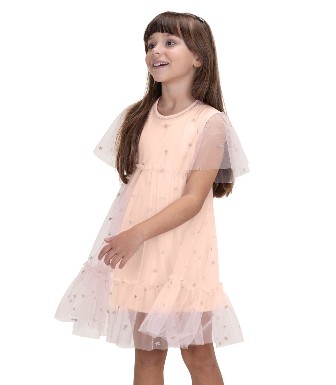 Vestido Infantil Com Babados De Tule Trick Nick Rosa 4