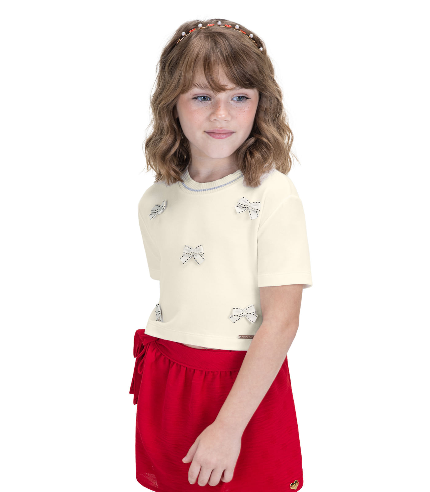 Blusa Com Aplique De Laços Trick Nick Bege 6