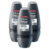 Kit 3 Desodorante Dove Men + Care Sem Perfume Roll-on Antitranspirante 48h Com 50ml