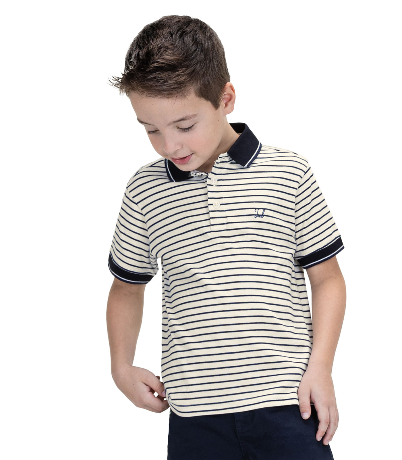 Polo Juvenil Masculina Listrada Trick Nick Bege 12