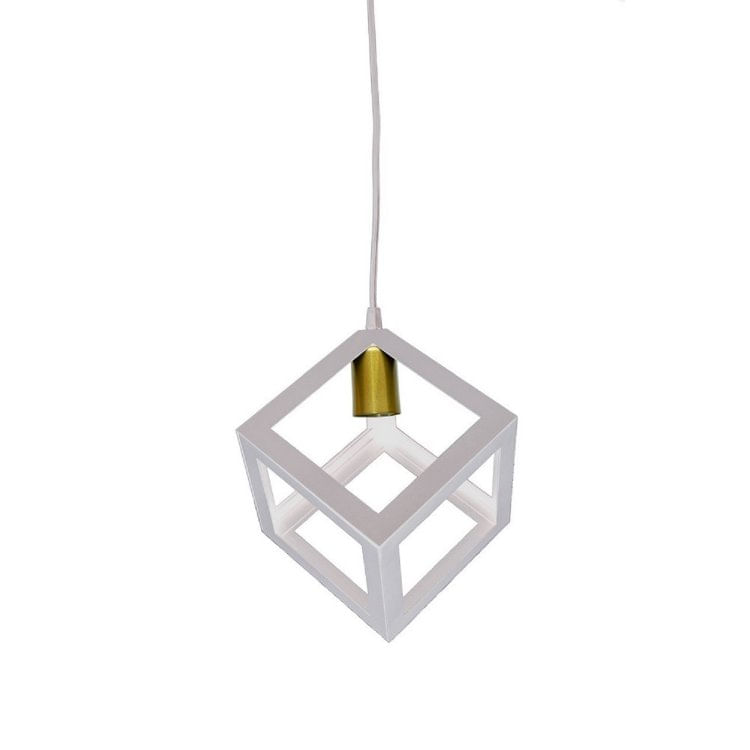 Pendente Decorativo Cube Conti Iluminação Branco/Dourado