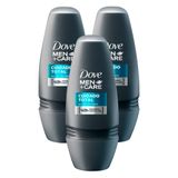 Kit 3 Desodorante Dove Men + Care Cuidado Total Roll-on Antitranspirante 48h 50ml