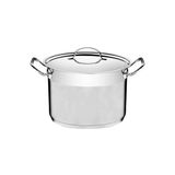 Caldeirão Professional Em Aço Inox Fundo Triplo Com Tampa Plana Detalhe Satinado 20 Cm 4,