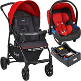 Carrinho De Passeio + Bebê Conforto + Base Ecco Cinza Vermelho Burigotto