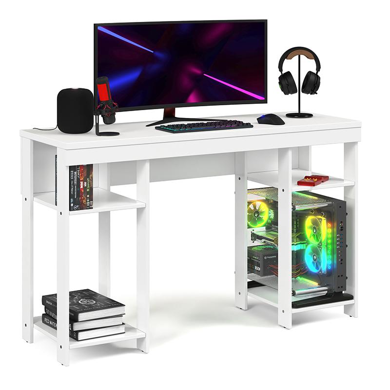 Escrivaninha Gamer Alfa Quarto Com Prateleiras 135 Cm Branco