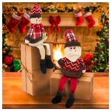 Decoração Dupla Natal Papai Noel E Boneco De Neve Pernas Moles 56cm