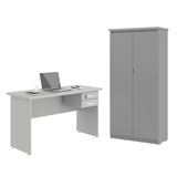 Mesa De Escritorio Com Armário 2 Portas Pampulha Cinza