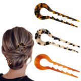 3 Pcs Em Forma De U Pinos De Cabelo Pinos De Cabelo Francês Garfos De Cabelo Acetato