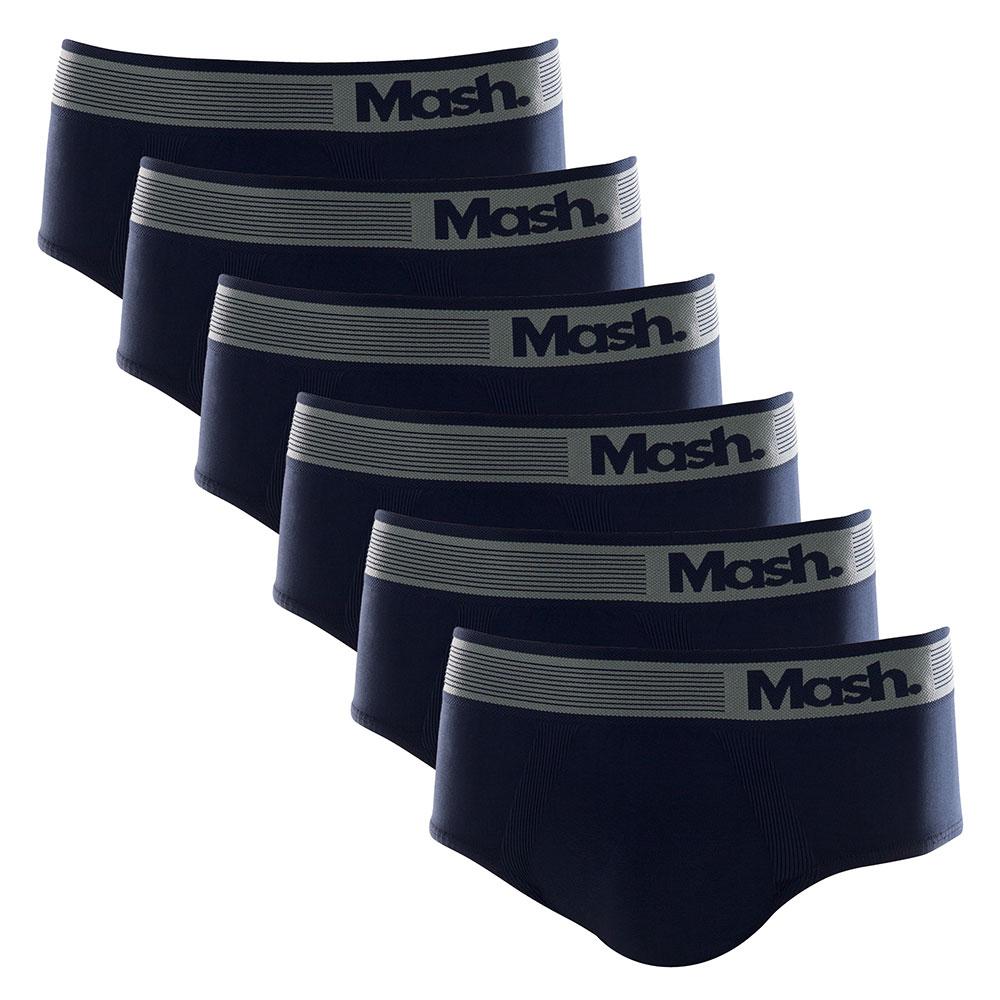 Kit 6 Cuecas Slip Microfibra Sem Costura - Azul Marinho - M