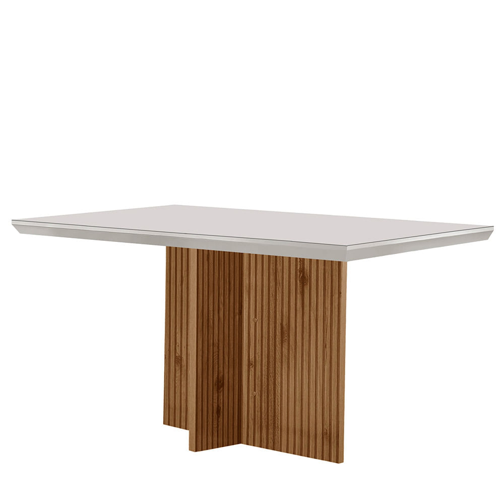 Mesa Para Sala De Jantar Olimpia 120cm Em Mdf E Vidro Canto Reto