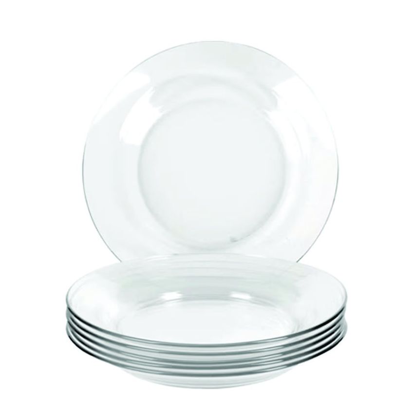 Kit Jogo Prato Fundo Transparente Em Vidro 6 Peças 22,5cm - imagem 5