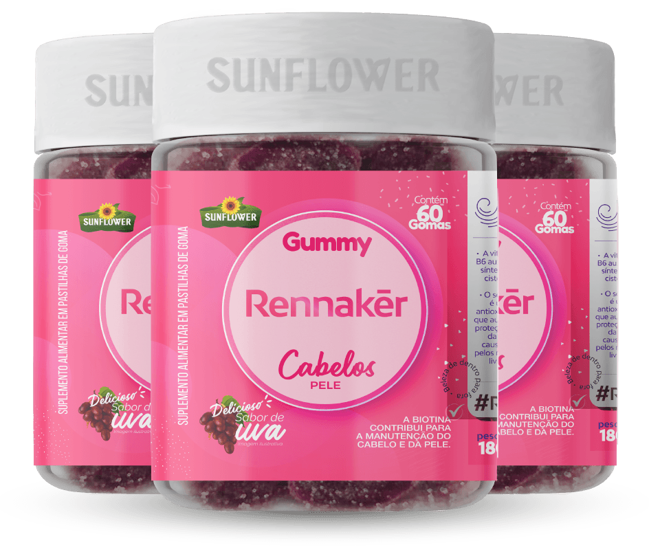 Kit 03 Rennaker Gummy Hair Cabelos Pele E Unha 180 Gomas 3g