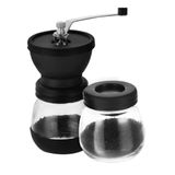 Moedor Triturador De Café Manual De Vidro Com 2 Potes De Armazenamento