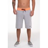 Bermuda Masculina Moletom Mescla Cinza E Cós Laranja Neon