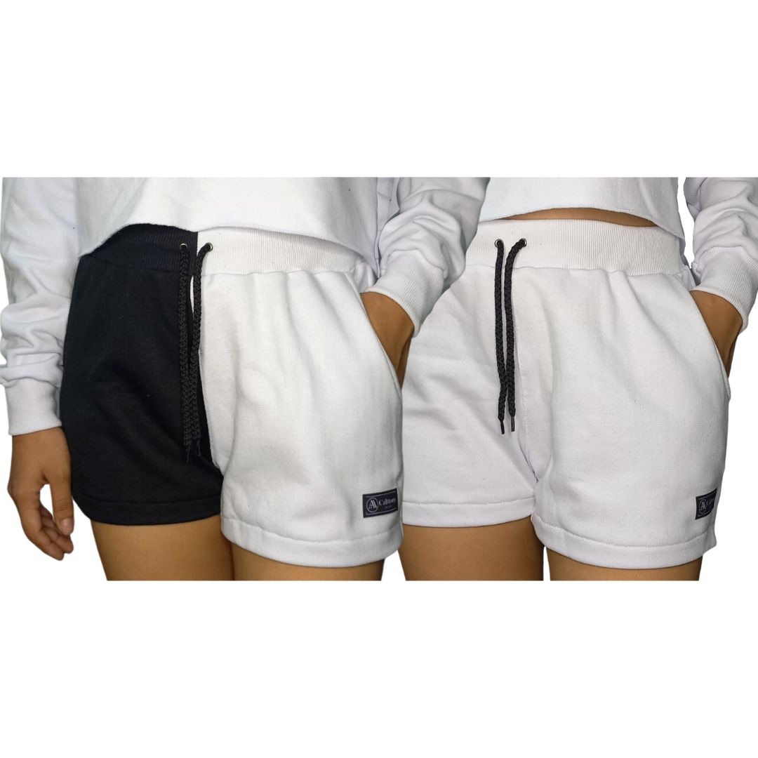 Kit 2 Shorts Moletom Feminino Com 2 Bolsos Básico Casual Treino