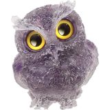 Resina Ametista Cristal Coruja Estátua Pocket Stone Handmade Org