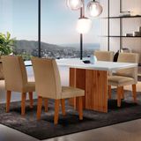 Sala De Jantar Mesa Olimpia 120 Mdf Canto Reto Com 4 Cadeiras Grecia Turim/off White/imbuia Ripado