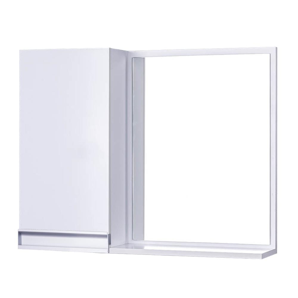 Armário Para Banheiro Com Espelho Com Puxador Metal - Branco Com Espelho À Direita