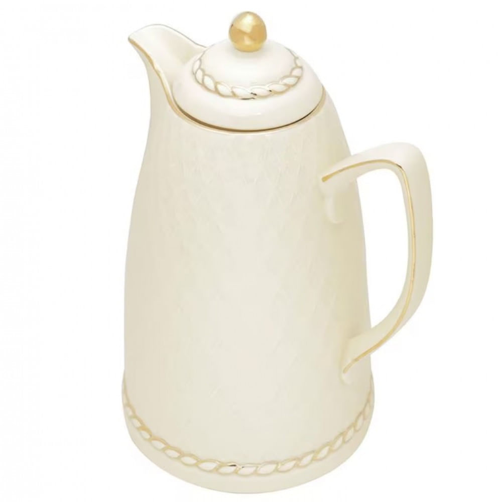 Garrafa Térmica Wolff Em Porcelana Renda Creme 900ml