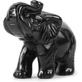 Preto Obsidiana Cristal Elefante Estátua Estatuetas Decoração Mão