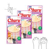 Kit 3 Purê Churu Petisco Cremoso Para Gatos Galinha Com Camarão 56g