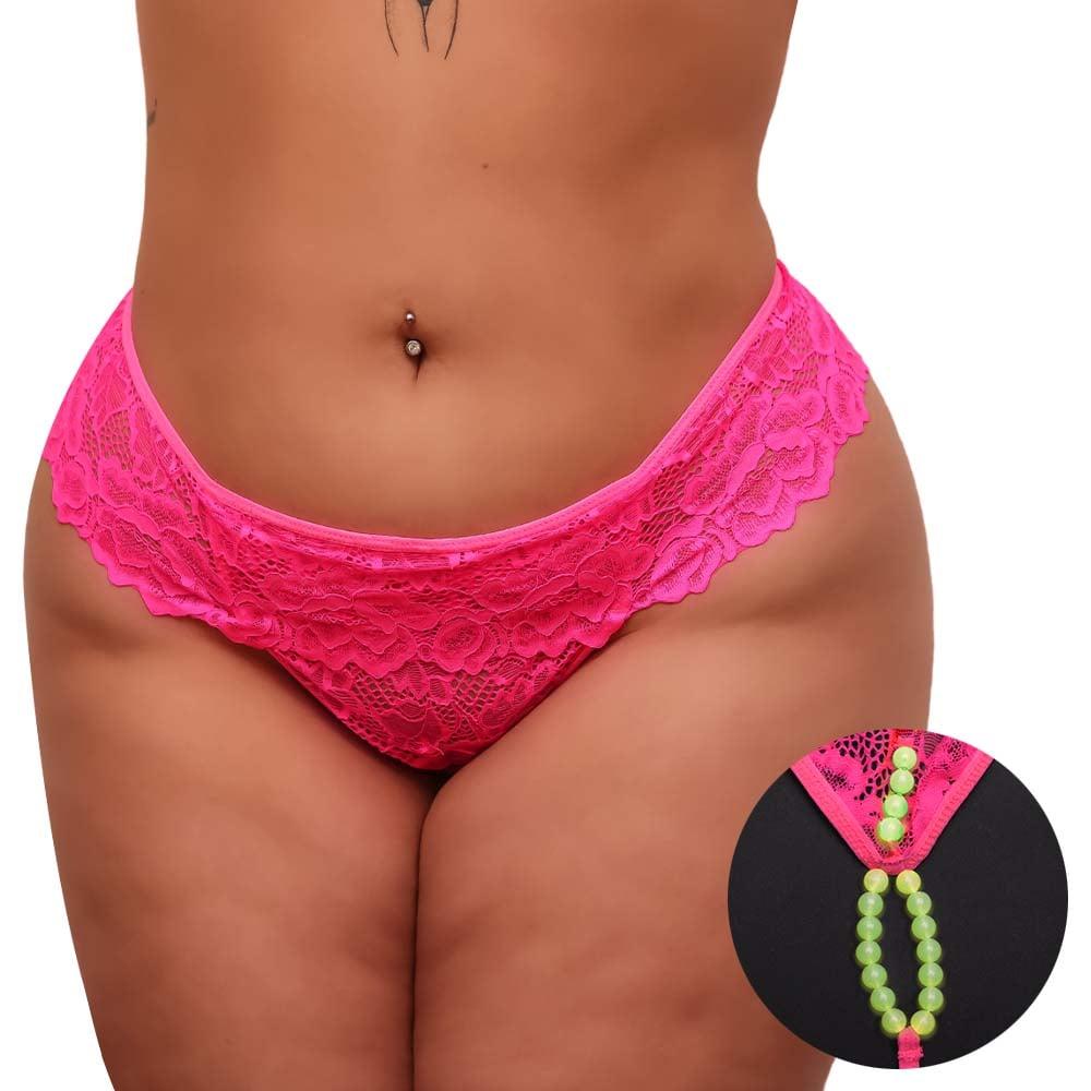 Calcinha Plus Size Fio Dental Tailandesa Perolas Brilham Na Luz Negra