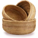 Rattan Frutas Cesta Bowls Handmade Pão Armazenamento Cesta Snac