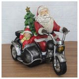 Enfeite Natal Musical Papai Noel Motoqueiro Com Led 30cm