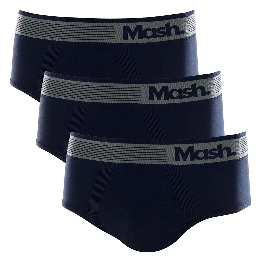 Kit 3 Cuecas Slip Microfibra Sem Costura - Azul Marinho - M