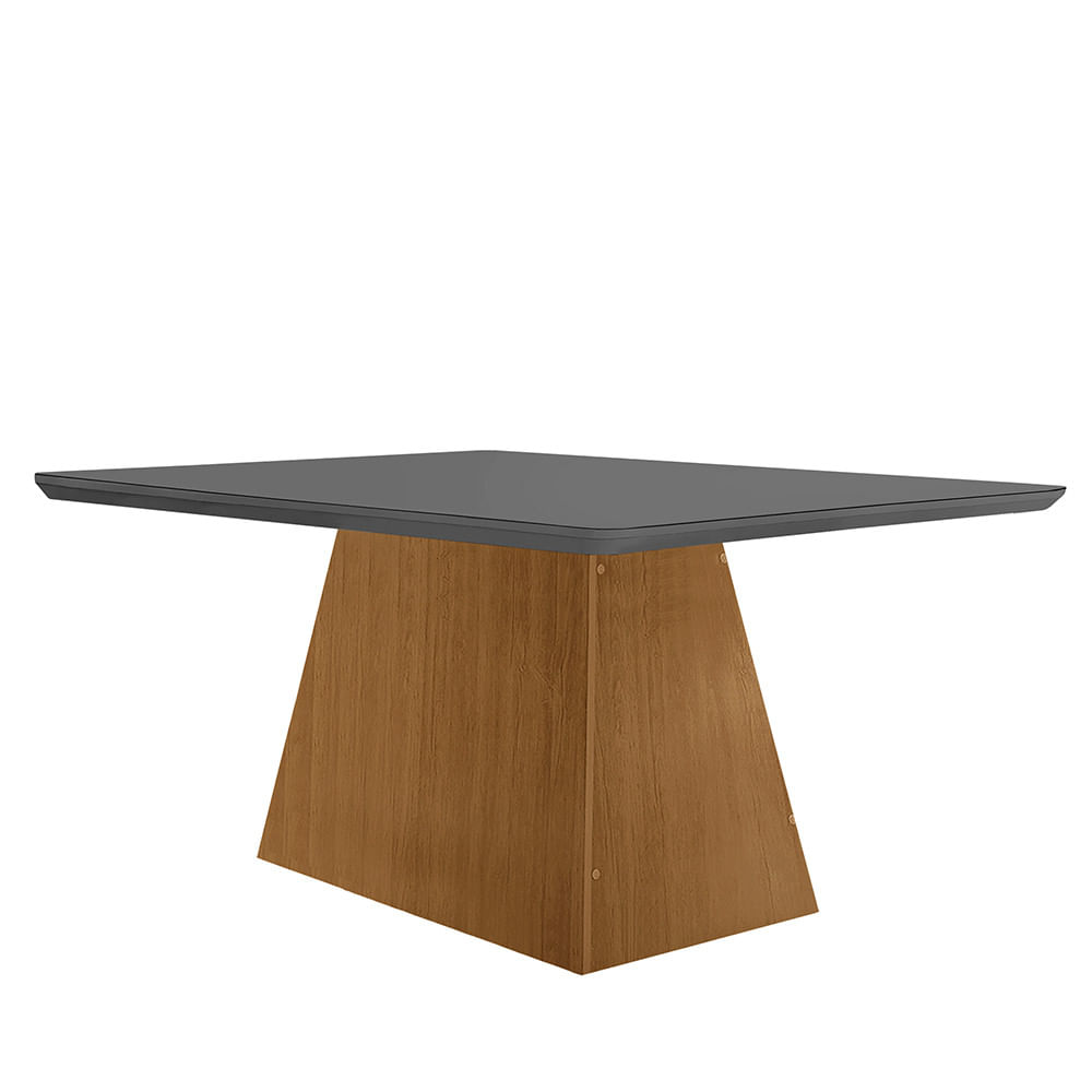 Mesa Sala De Jantar Aida 120cm Em Mdf E Vidro Com Canto Copo