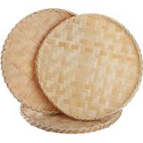 3 Peças Handmade Bambu Tecido Bandeja Cesto 13 Polegadas Flat Wic