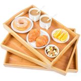 Bambu 3 Pack Servindo Bandeja De Alimentos Da Cozinha Com Alças Se