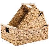 Cestas De Armazenamento 3 Pcs Mão Tecida Natural Vime Caixas De Armazenamento