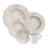 Aparelho De Jantar Tramontina Travertino 20 Peças Em Porcelana Decorada U Unica Unica 96589007