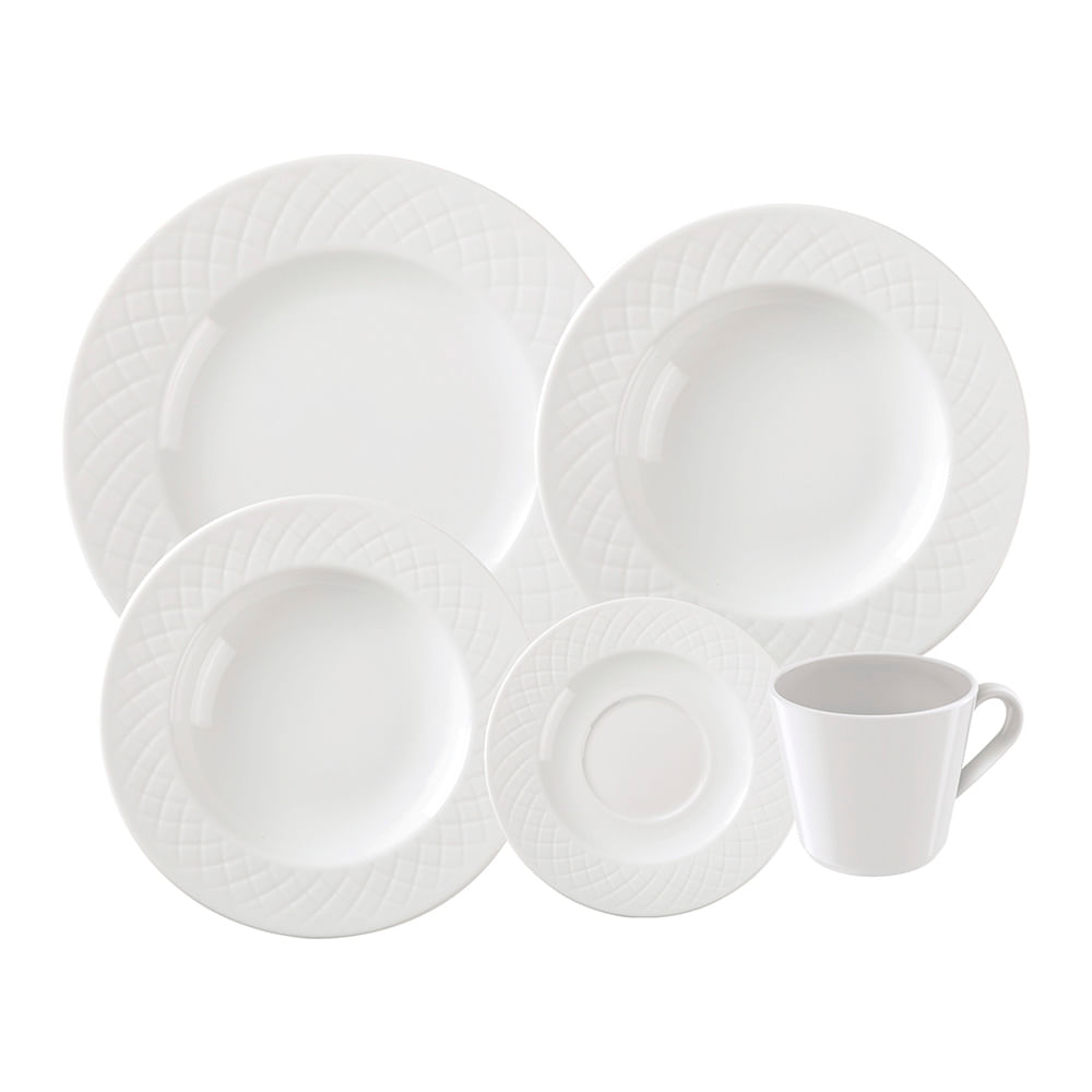 Aparelho De Jantar Tramontina Ingrid 20 Peças Em Porcelana Branca U Unica Unica 96011887