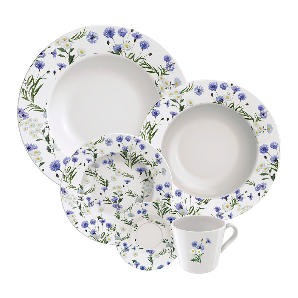 Aparelho De Jantar Tramontina Ana Alice 20 Peças Em Porcelana Decorada U Unica Unica 96589017