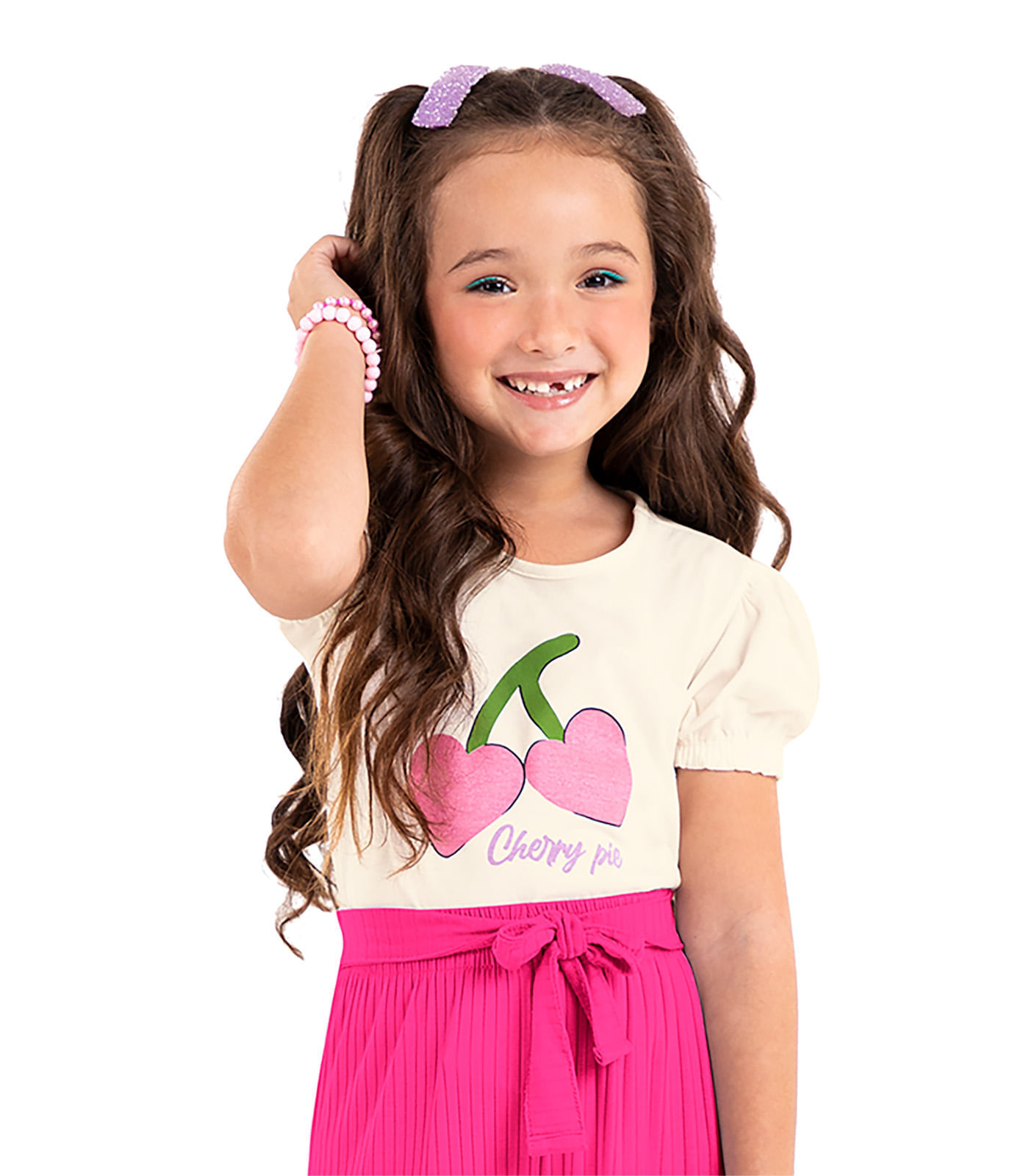 Blusa Infantil Feminina Cherry Rovi Kids Bege 10