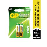 20 Pilhas Gp Batteries Super Alcalina Aa Pequena 1.5v - 15a-c2 - Blister C/ 2